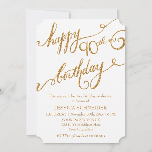 90th Ninetieth Birthday Party Celebration Invitation