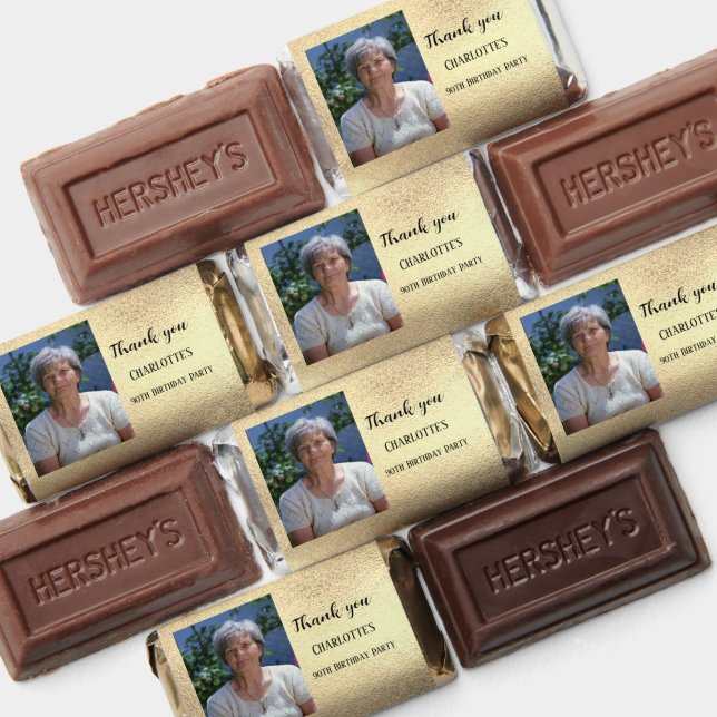 90th Ninety Elegant Birthday Party Gold Hershey's Miniatures (Assorted)