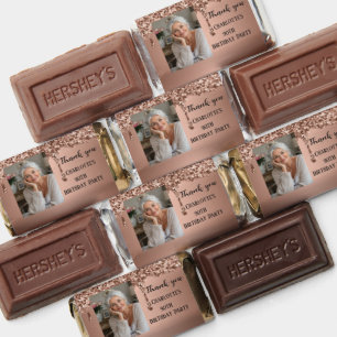 90th Ninety Elegant Birthday Party Rose Gold Hershey's Miniatures