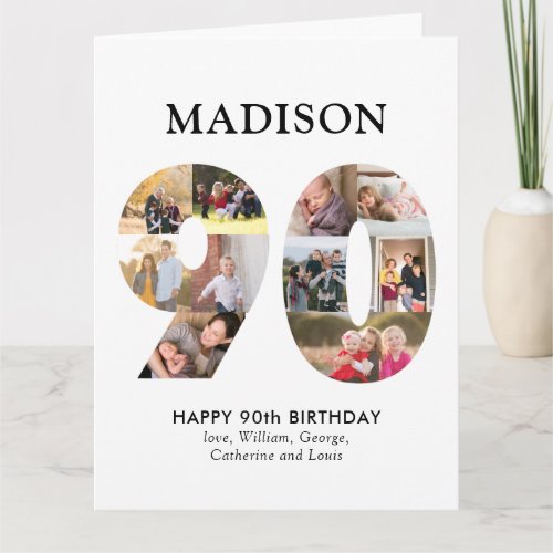 90th Number Photo Collage Custom Name Greeting Card