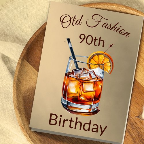 90th Old Fashion Cocktail Male Birthday Invitation