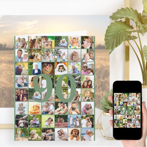 90th or Any Age Photo Collage Big Birthday Card