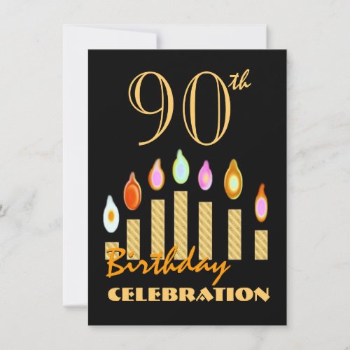 90th or Any Year Birthday Gold Candles Budget C10 Invitation