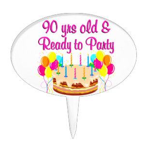90TH PARTY GIRL CAKE TOPPER