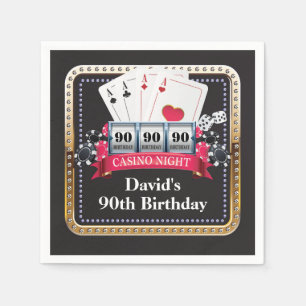 90th Poker Playing Card Casino Birthday Napkins