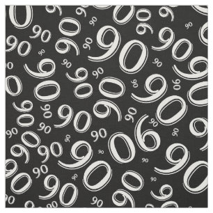 90th Random Number Pattern Black/White Fabric