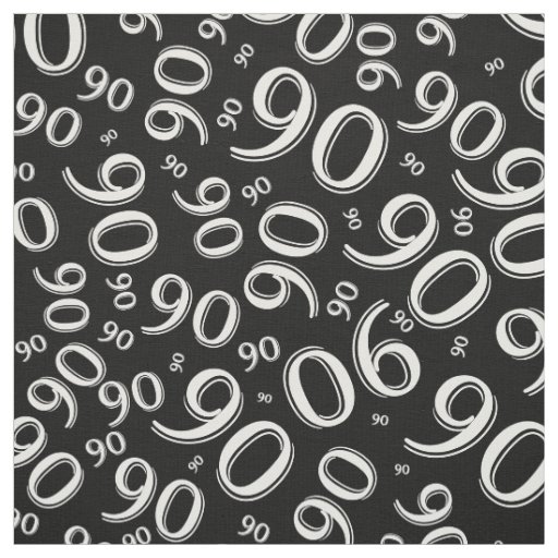 90th  Random Number Pattern Black/White Fabric
