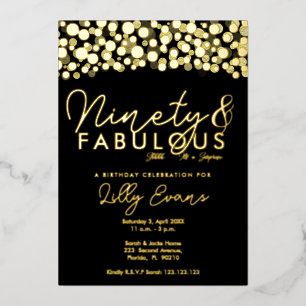 90th surprise birthday party invitation elegant  foil invitation