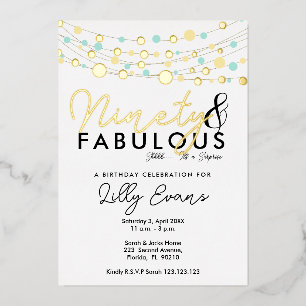 90th surprise birthday party invitation elegant foil invitation