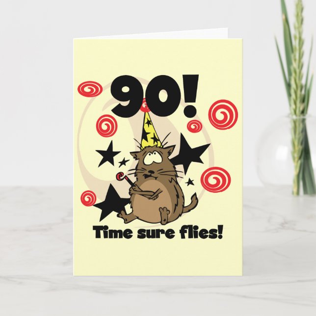 90th Time Flies Birthday Card (Front)