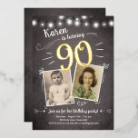 90th Vintage Retro Photo Ninety Surprise Birthday Foil Invitation<br><div class="desc">♥ A perfect way to invite your guests to this special birthday party!</div>