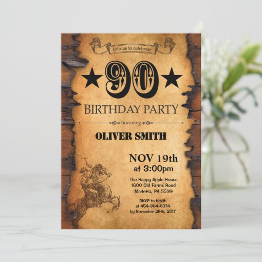 90th Western Birthday Invitation | Zazzle
