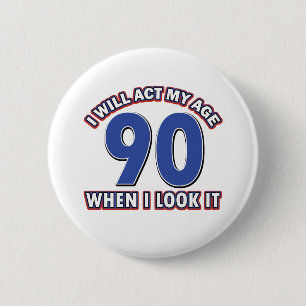 90th year birthday designs button