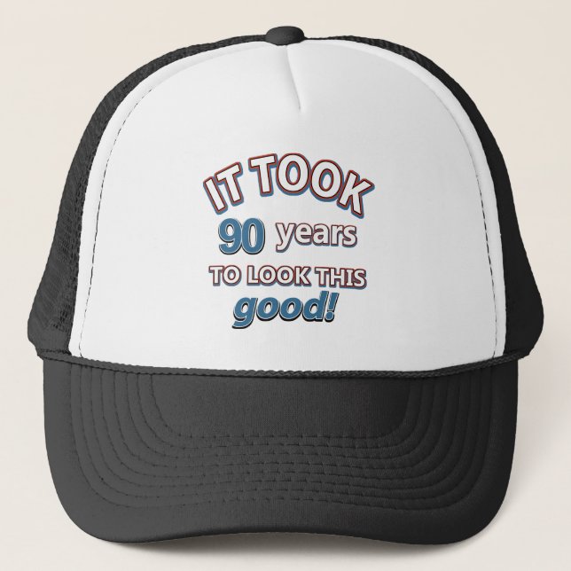 90th year birthday designs trucker hat (Front)