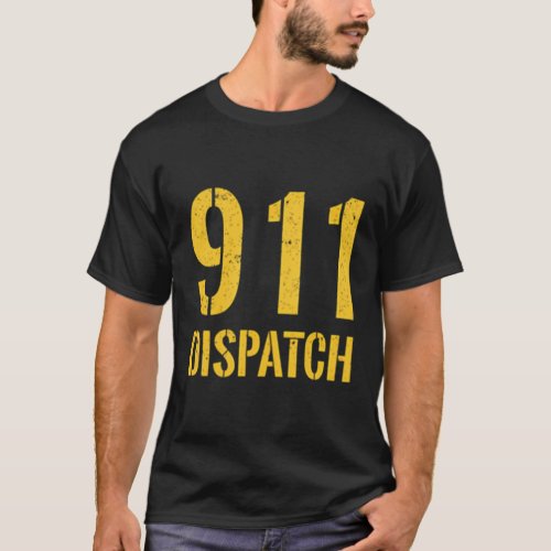 911 Ambulance Dispatcher _ Yellow Line Usa Flag T_Shirt