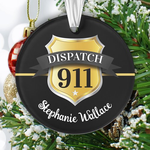 911 Dispatch Badge Personalized Ornament