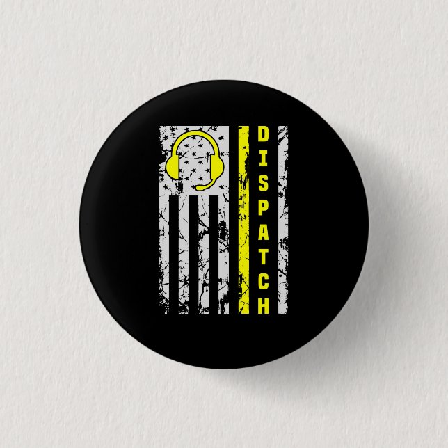 911 Dispatch Operator Thin Gold Line Dispatcher  Button (Front)