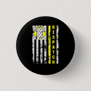 911 Dispatch Operator Thin Gold Line Dispatcher  Button