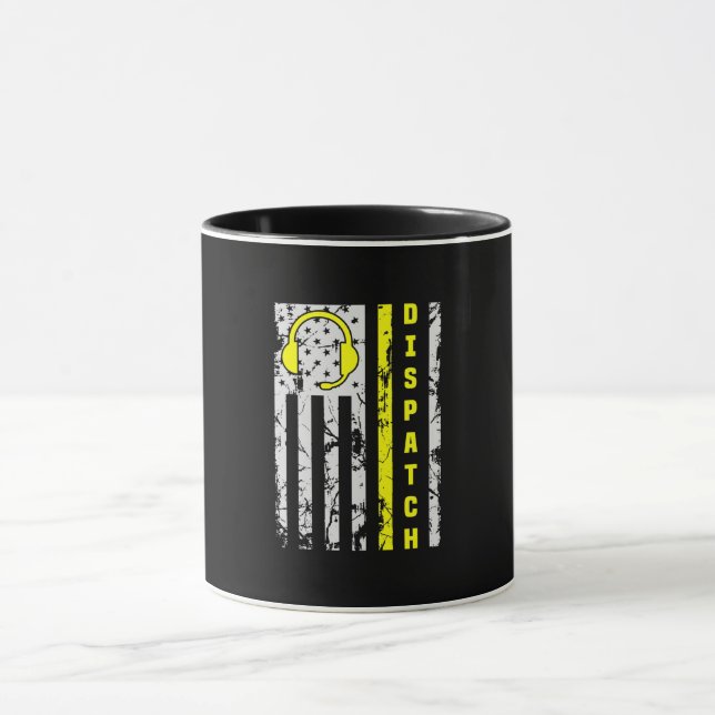 911 Dispatch Operator Thin Gold Line Dispatcher Mug (Center)