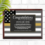 911 Dispatch Retirement Thin Gold Line Award Plaque<br><div class="desc">Classic thin gold line emergency dispatch flag in the background of this beautiful retirement keepsake. Be sure to edit all the text fields to make it 100% personalized.</div>