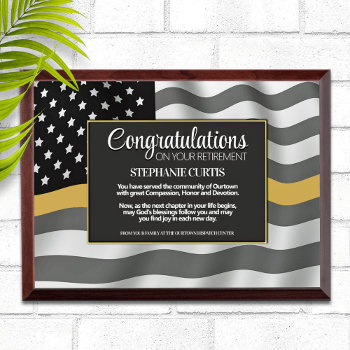 911 Dispatch Retirement Thin Yellow Line Award Plaque by reflections06 at Zazzle