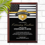 911 Dispatcher Courage Commendation  Award Plaque<br><div class="desc">Personalized 911 dispatcher commendation award,  featuring the classic thin gold line 911 emergency dispatch flag,  and a gold badge.</div>