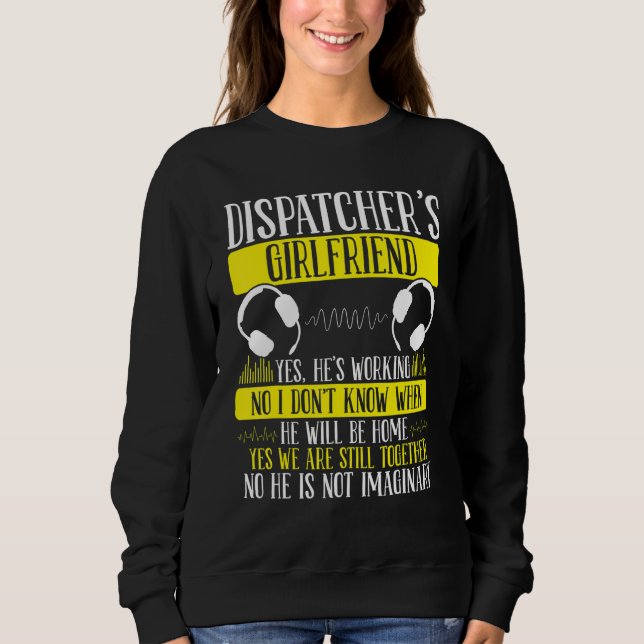 911 Dispatcher Girlfriend Gold Line Flag Emergency Sweatshirt (Front)