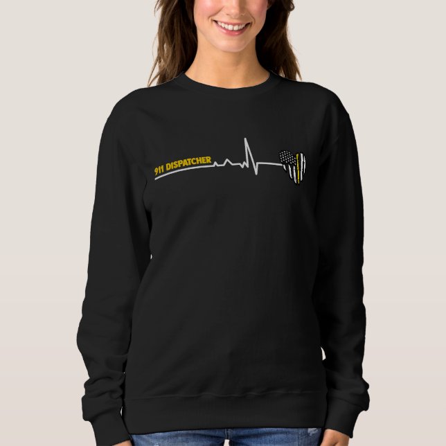 911 Dispatcher Heartbeat Police Thin Flag Sweatshirt (Front)