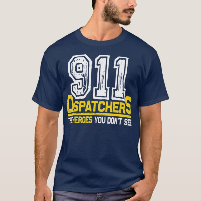 911 Dispatcher Heroes All Over Mens T-Shirt (Front)