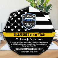 911 Dispatcher Of The Year Logo Thin Gold Line