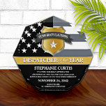 911 Dispatcher of the Year Thin Gold Line Flag Acrylic Award<br><div class="desc">Personalized dispatcher of the year award,  featuring the classic thin gold line flag,  gold badge and silver star.</div>