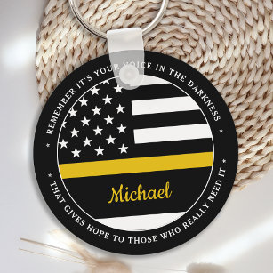911 Dispatcher Personalised Thin Gold Line Keychain