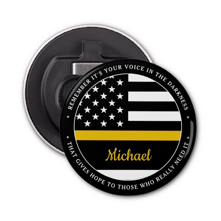 911 Dispatcher Personalized Thin Gold Line Bottle Opener | Zazzle