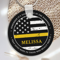 911 Dispatcher Personalized Thin Gold Line Keychain