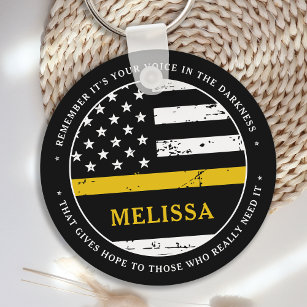 911 Dispatcher Personalized Thin Gold Line Keychain