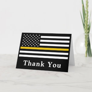 911 Dispatcher Personalized Thin Gold Line  Letterpress Thank You Card