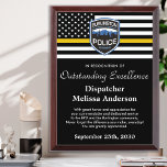 911 Dispatcher Police Emergency Department Logo Award Plaque<br><div class="desc">Celebrate and show your appreciation to an outstanding Dispatcher with this Thin Gold Line Award - American flag design in Dispatcher Flag colors , modern black gold design. Personalize this 911 dispatcher award with dispatchers name, text with police department, emergency or fire department name and community, and date of issue....</div>