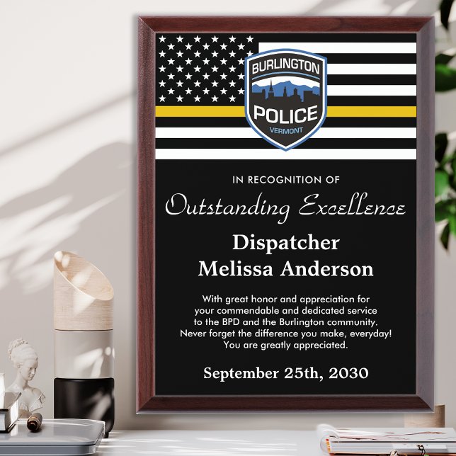 911 Dispatcher Police Emergency Department Logo Award Plaque (Creator Uploaded)