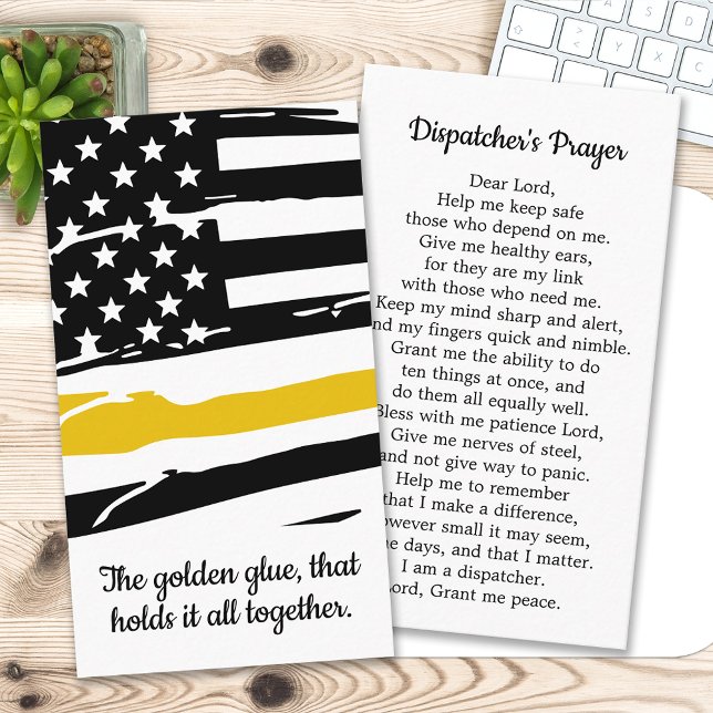 911 Dispatcher Prayer Thin Gold Line Business Card (Creator Uploaded)