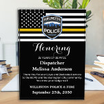 911 Dispatcher Retirement Custom Thin Gold Line  Acrylic Award<br><div class="desc">Celebrate and show your appreciation to an outstanding Dispatcher with this Thin Gold Line Award - American flag design in Dispatcher Flag colors , modern black gold design. Personalize this dispatcher retirement award with dispatchers name, text with police department, law enforcement, emergency, or fire department name and community, and date...</div>