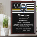911 Dispatcher Retirement Custom Thin Gold Line  Award Plaque<br><div class="desc">Celebrate and show your appreciation to an outstanding Dispatcher with this Thin Gold Line Award - American flag design in Dispatcher Flag colors , modern black gold design. Personalize this dispatcher retirement award with dispatchers name, text with police department, law enforcement, emergency, or fire department name and community, and date...</div>
