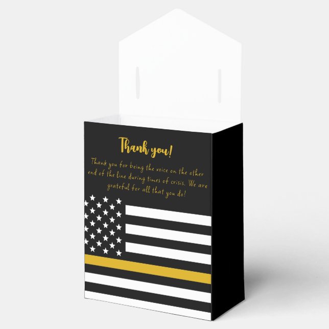 911 Dispatcher Thin Gold Line Flag Appreciation Favor Boxes (Opened)