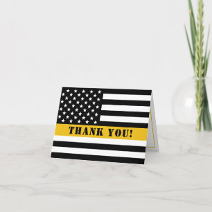 911 Dispatcher Thin Gold Line Flag Appreciation Letterpress Thank You Card