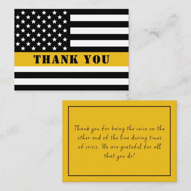 911 Dispatcher Thin Gold Line Flag Appreciation Note Card (Front/Back)