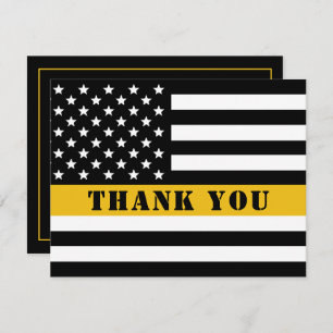 911 Dispatcher Thin Gold Line Flag Appreciation Thank You Card