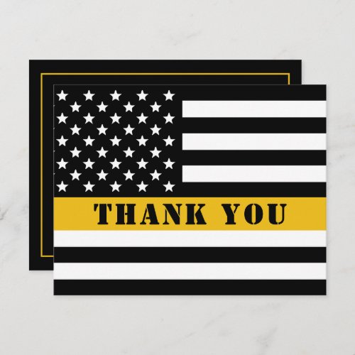 911 Dispatcher Thin Gold Line Flag Appreciation Thank You Card