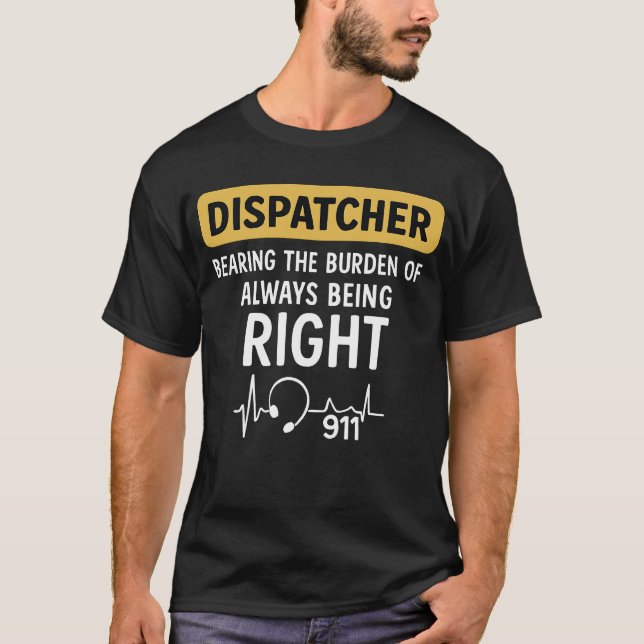911 Dispatcher Thin Gold Line T-Shirt (Front)