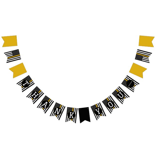 911 Dispatcher Thin Gold Line Thank You Bunting Flags (All)