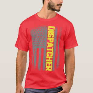 911 Dispatcher Thin Gold Line US Flag Emergency Di T-Shirt