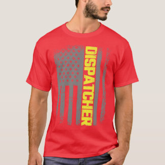 911 Dispatcher Thin Gold Line US Flag Emergency Di T-Shirt
